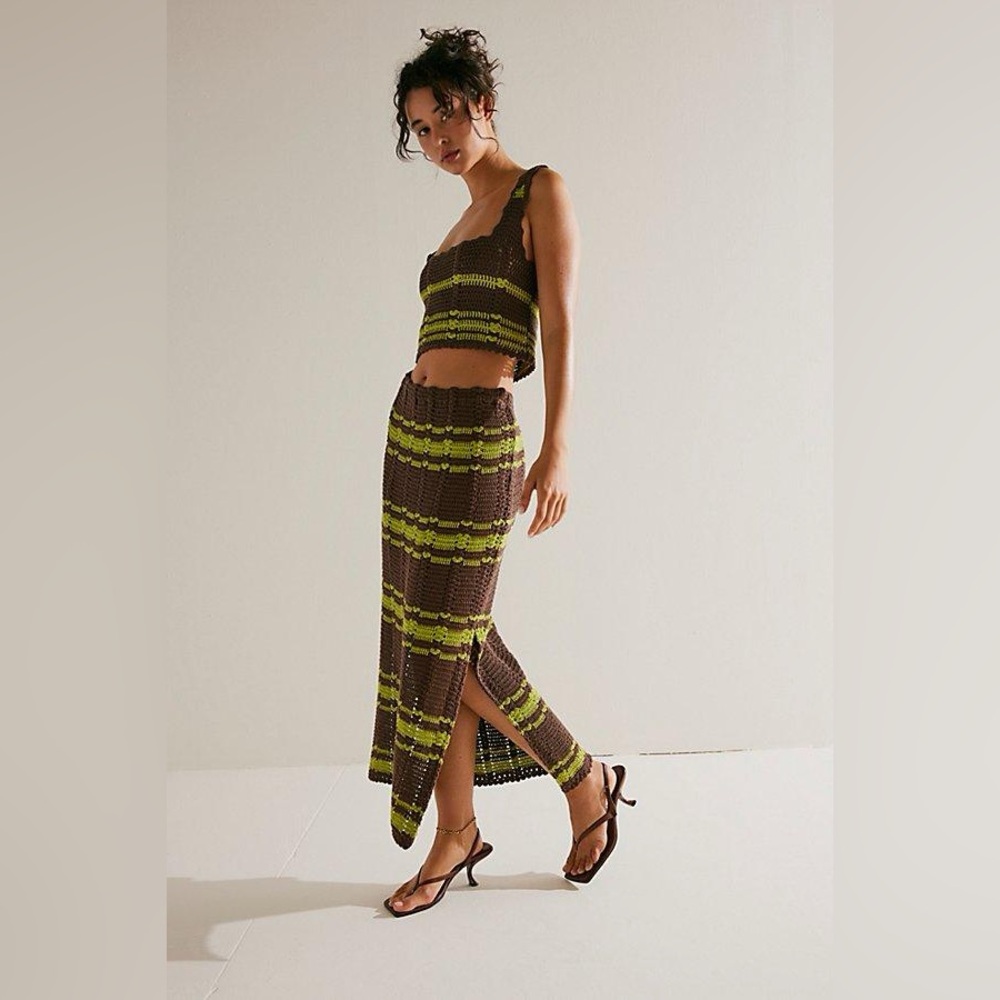 Free People Skirt and Top Set Donnie in chocolate